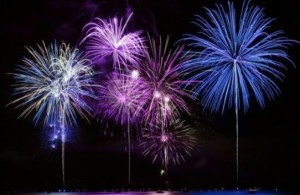 Colorful Fireworks for the Grand Finale over Lake