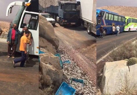 حادثة سير تتسبب في قطع الطريق الوطنية بمنعرجات ” أكني إمغارن “