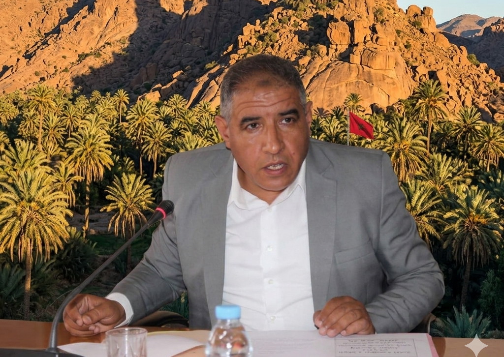 نخيل تيزنيت يتفيأ بظلاله على جبال تافرات.